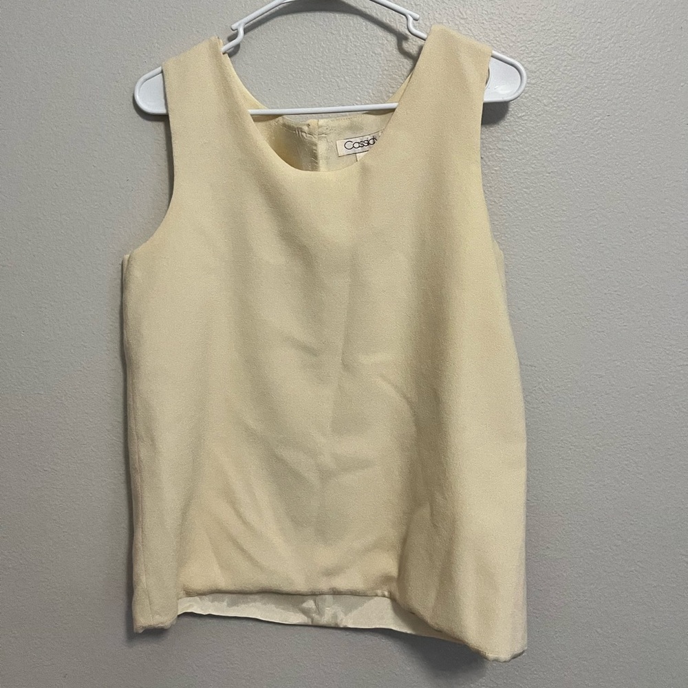 VTG Cassidy 100% Wool Sleeveless Top Butter Yellow Made in USA Coastal Grandma M